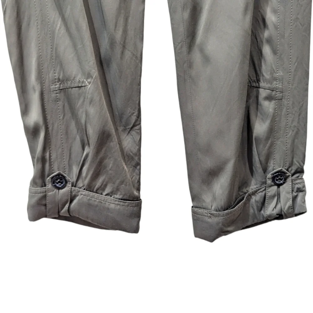 Oui Collection Lightweight Soft Button Cuff Cropped Khaki Pants (2) - Picture 8 of 8